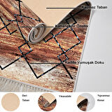 Dekoreko Kaymaz Taban Djt Mutfak Halısı Yıldız Deri Saçaklı Modern M5006