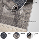 Dekoreko Kaymaz Taban Djt Salon Halısı Star Pamuk Saçaklı İskandinav F5132