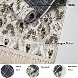 Dekoreko Kaymaz Taban Djt Mutfak Halısı Star Pamuk Saçaklı İskandinav F5136