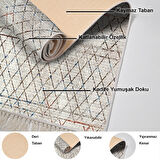 Dekoreko Kaymaz Taban Djt Mutfak Halısı Yıldız Deri Saçaklı İskandinav Al1103