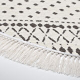 Dekoreko Kaymaz Taban Djt Mutfak Halısı Trend Saçaklı Yuvarlak İskandinav F5086