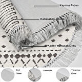 Dekoreko Kaymaz Taban Djt Mutfak Halısı Trend Saçaklı Yuvarlak İskandinav F5086