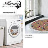 Dekoreko Kaymaz Taban Djt Salon Halısı Trend Saçaklı Yuvarlak Modern 2155M