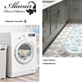 Dekoreko Kaymaz Taban Djt Mutfak Halısı Yıldız Deri Saçaklı Oval İskandinav F5124