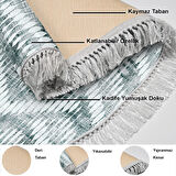 Dekoreko Kaymaz Taban Djt Mutfak Halısı Yıldız Deri Saçaklı Oval İskandinav F5124