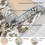 Dekoreko Kaymaz Taban Djt Banyo Halısı Yıldız Deri Saçaklı Oval İskandinav F5136