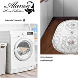 Dekoreko Kaymaz Taban Djt Mutfak Halısı Yıldız Deri Saçaklı Oval Modern 1494