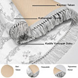 Dekoreko Kaymaz Taban Djt Mutfak Halısı Yıldız Deri Saçaklı Oval Modern 1494