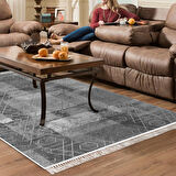 Dekoreko Kaymaz Taban Djt Salon Halısı Yıldız Deri Saçaklı İskandinav F5132