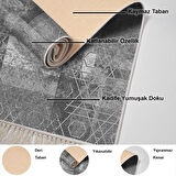 Dekoreko Kaymaz Taban Djt Salon Halısı Yıldız Deri Saçaklı İskandinav F5132