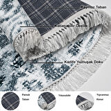 Dekoreko Kaymaz Taban Djt Mutfak Halısı Star Pamuk Saçaklı Oval İskandinav F5136