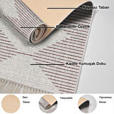 Dekoreko Kaymaz Taban Djt Salon Halısı Yıldız Deri Saçaklı İskandinav F5085