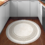 Dekoreko Kaymaz Taban Djt Mutfak Halısı Trend Saçaklı Yuvarlak Modern 626M