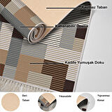 Dekoreko Kaymaz Taban Djt Mutfak Halısı Yıldız Deri Saçaklı Modern Mu113