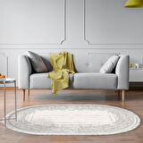 Dekoreko Kaymaz Taban Djt Salon Halısı Star Pamuk Saçaklı Oval Modern M5076