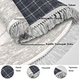 Dekoreko Kaymaz Taban Djt Salon Halısı Star Pamuk Saçaklı Oval Modern M5076