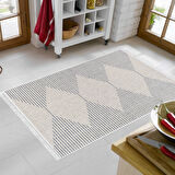 Dekoreko Kaymaz Taban Djt Mutfak Halısı Yıldız Deri Saçaklı İskandinav F5085