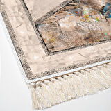 Dekoreko Kaymaz Taban Djt Salon Halısı Yıldız Deri Saçaklı Modern 729