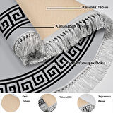 Dekoreko Kaymaz Taban Djt Salon Halısı Yıldız Deri Saçaklı Yuvarlak Modern 656M