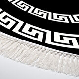 Dekoreko Kaymaz Taban Djt Salon Halısı Yıldız Deri Saçaklı Yuvarlak Modern 650M