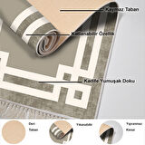 Dekoreko Kaymaz Taban Djt Mutfak Halısı Yıldız Deri Saçaklı Modern 657M