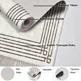 Dekoreko Kaymaz Taban Djt Mutfak Halısı Trend Saçaklı Modern M5142