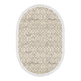 Dekoreko Kaymaz Taban Djt Mutfak Halısı Yıldız Deri Saçaklı Oval Modern 757