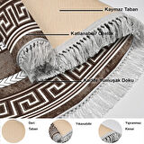 Dekoreko Kaymaz Taban Djt Banyo Halısı Yıldız Deri Saçaklı Oval Modern 651M