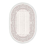 Dekoreko Kaymaz Taban Djt Mutfak Halısı Yıldız Deri Saçaklı Oval Modern M5076