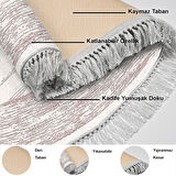 Dekoreko Kaymaz Taban Djt Mutfak Halısı Yıldız Deri Saçaklı Oval Modern M5076