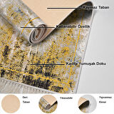 Dekoreko Kaymaz Taban Djt Salon Halısı Yıldız Deri Saçaklı Modern M12271