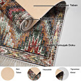 Dekoreko Kaymaz Taban Djt Mutfak Halısı Yıldız Deri Saçaklı İskandinav F5003