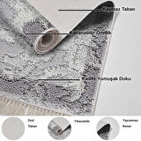 Dekoreko Kaymaz Taban Djt Salon Halısı Trend Saçaklı Modern 1314