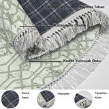 Dekoreko Kaymaz Taban Djt Salon Halısı Star Pamuk Saçaklı Oval Modern 757