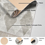 Dekoreko Kaymaz Taban Djt Mutfak Halısı Yıldız Deri Saçaklı İskandinav F5131