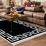 Dekoreko Kaymaz Taban Djt Salon Halısı Yıldız Deri Saçaklı Modern F5035