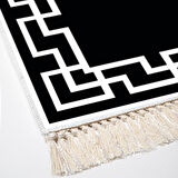 Dekoreko Kaymaz Taban Djt Salon Halısı Yıldız Deri Saçaklı Modern F5035