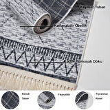 Dekoreko Kaymaz Taban Djt Salon Halısı Star Pamuk Saçaklı İskandinav F5081