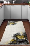 Dijital Baskılı Dikdörtgen Salon Halısı | Kaymaz Yıkanabilir | Keçe Taban Saçaklı | Çiçekli | F5125