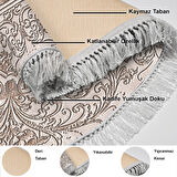 Dekoreko Kaymaz Taban Djt Banyo Halısı Yıldız Deri Saçaklı Oval Modern 1488