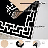 Dekoreko Kaymaz Taban Djt Salon Halısı Yıldız Deri Saçaklı Modern F5035