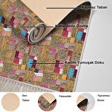 Dekoreko Kaymaz Taban Djt Mutfak Halısı Yıldız Deri Saçaklı Modern 2155M