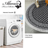 Dekoreko Kaymaz Taban Djt Salon Halısı Yıldız Deri Saçaklı Yuvarlak Modern M5001