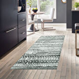 Dekoreko Kaymaz Taban Djt Mutfak Halısı Yıldız Deri İskandinav F5080 Silver