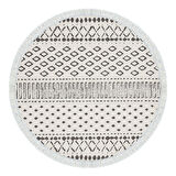 Dekoreko Kaymaz Taban Djt Mutfak Halısı Yıldız Deri Saçaklı Yuvarlak İskandinav F5086