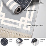 Dekoreko Kaymaz Taban Djt Mutfak Halısı Star Pamuk Saçaklı Modern 657M