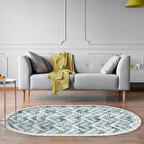 Dekoreko Kaymaz Taban Djt Salon Halısı Star Pamuk Saçaklı Oval İskandinav F5124