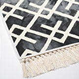 Dekoreko Kaymaz Taban Djt Banyo Halısı Star Pamuk Saçaklı İskandinav S5039