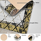 Dekoreko Kaymaz Taban Djt Salon Halısı Yıldız Deri Saçaklı Modern M5129