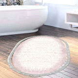 Dekoreko Kaymaz Taban Djt Banyo Halısı Yıldız Deri Saçaklı Oval Modern 1342